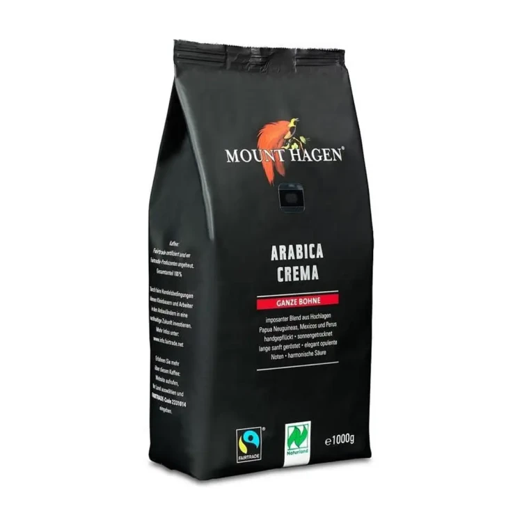 Kawa ziarnista arabica 100% crema fair trade bio 1 kg Mount Hagen