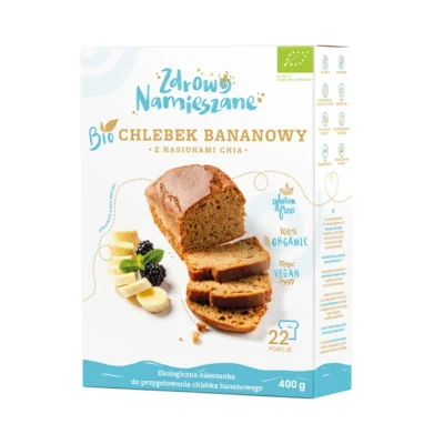 Mieszanka na chlebek bananowy z nasionami chia bezglutenowa bio 400 g - Zdrowo Namieszane